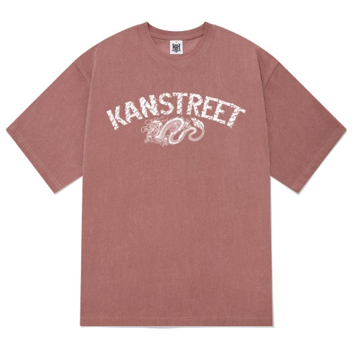 KTPP0170 레터링 드래곤 피그먼트 반팔티셔츠 핑크